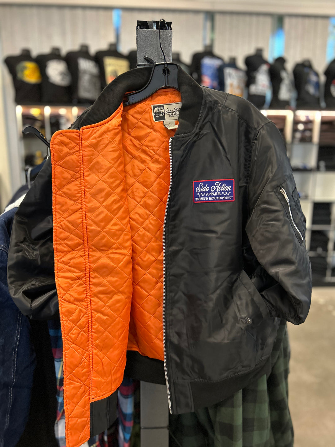 RWB Bomber Jacket Side Action Apparel