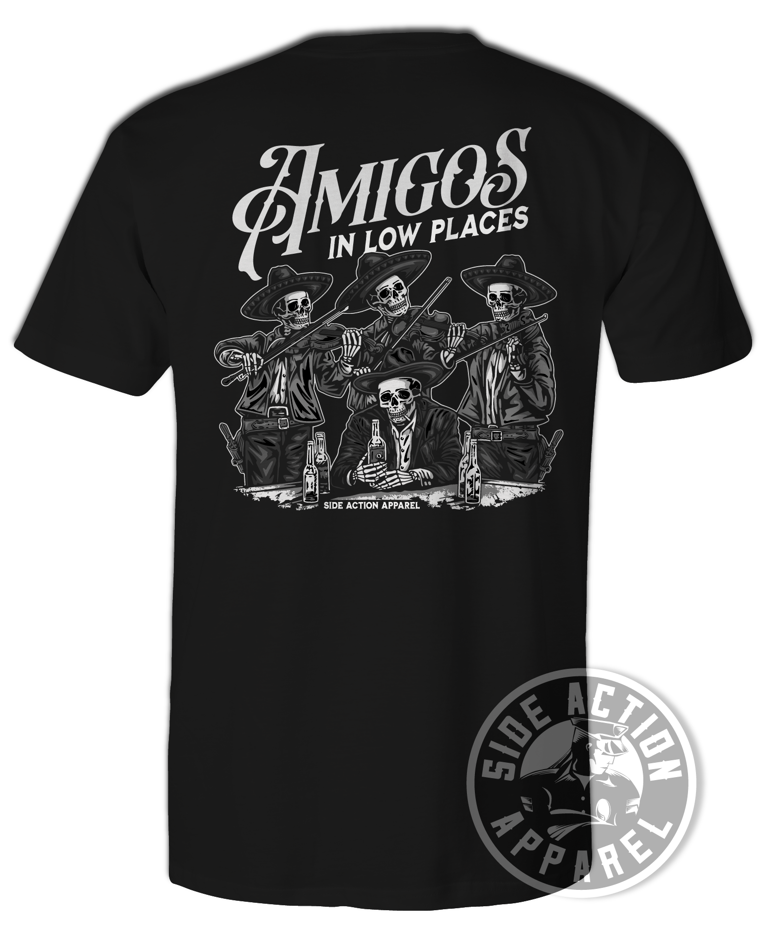Amigos In Low Places Side Action Apparel