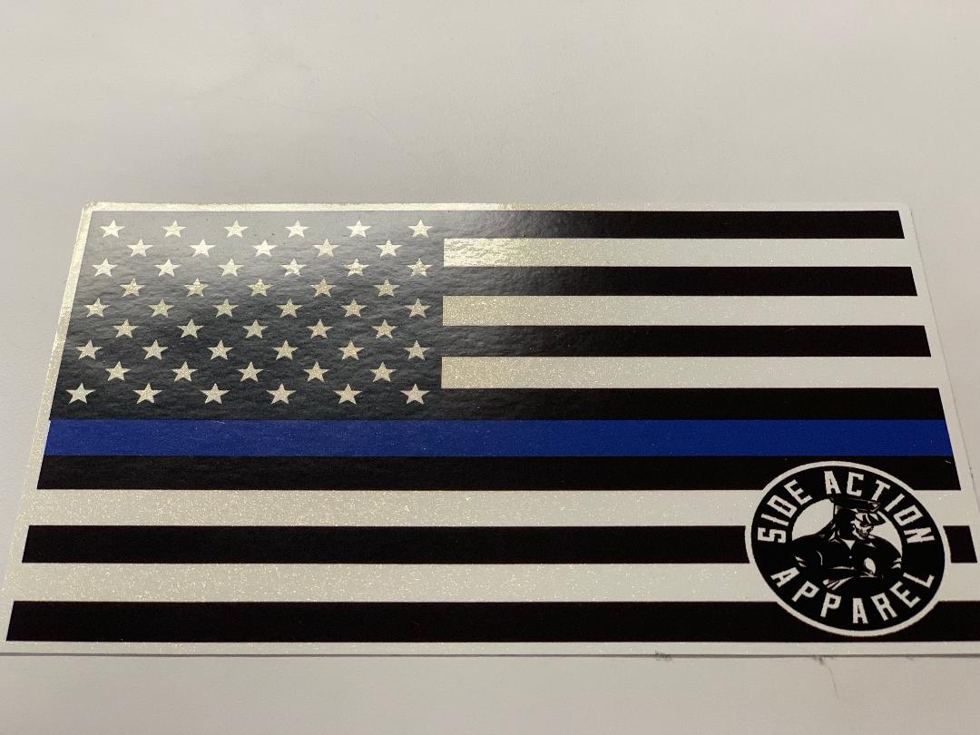 Thin Blue Line Reflective Decal (Large) - Side Action Apparel